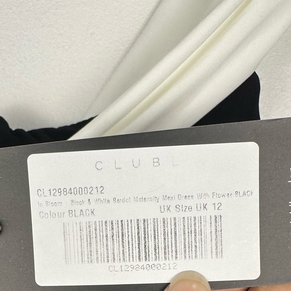 Club L On Bloom Black & White Bardot Maternity Maxi Dress Flower Wedding Sz 8 - Picture 5 of 8